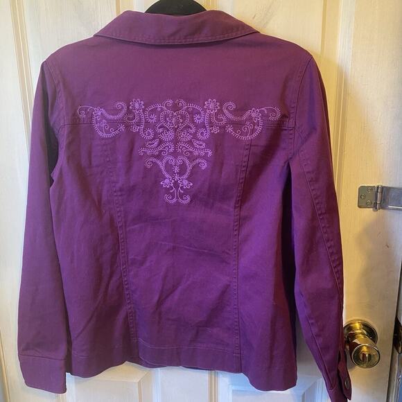 Trilllogy Morning Sun Embroidery Jacket Women S Purple Button Festival Outdoors - Picture 7 of 9